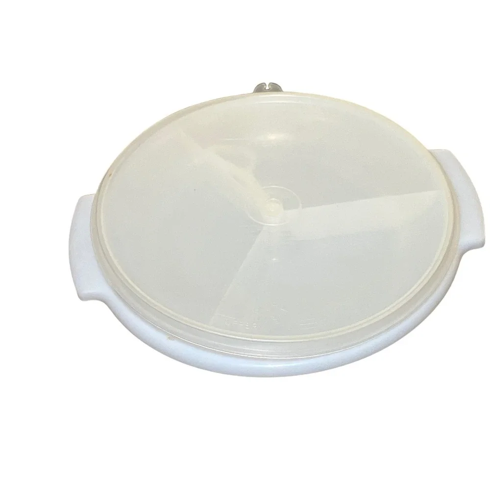 Tupperware Divided Serving Tray White 3 Section Handle Lid 224-15 Vintage Good